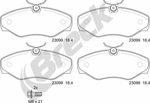 Breck 23099 00 703 00 - Тормозные колодки, дисковые, комплект unicars.by