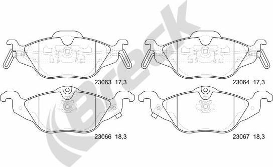 Breck 23063 00 702 10 - Тормозные колодки, дисковые, комплект unicars.by