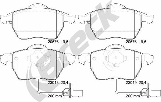 Breck 23018 00 701 10 - Тормозные колодки, дисковые, комплект unicars.by