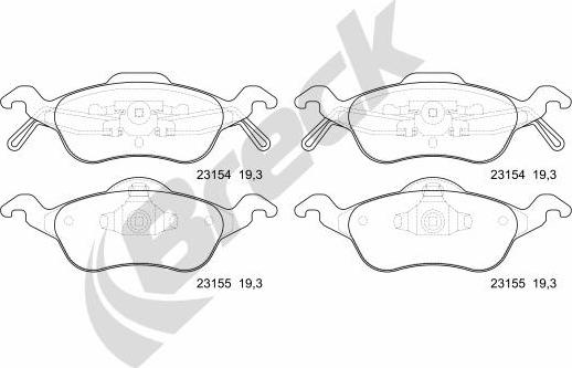 Breck 23154 00 702 00 - Тормозные колодки, дисковые, комплект unicars.by