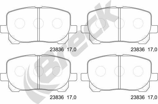 Breck 23836 00 701 00 - Тормозные колодки, дисковые, комплект unicars.by