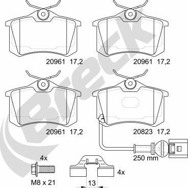 Breck 23823 10 704 10 - Тормозные колодки, дисковые, комплект unicars.by