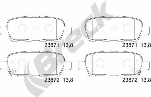 Breck 23871 00 702 10 - Тормозные колодки, дисковые, комплект unicars.by