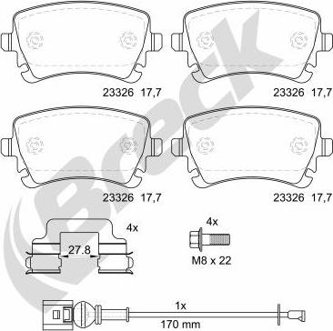 Breck 23326 00 702 10 - Тормозные колодки, дисковые, комплект unicars.by