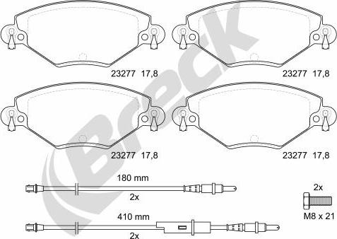 Breck 23277 00 701 10 - Тормозные колодки, дисковые, комплект unicars.by