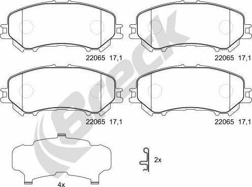 Breck 22065 00 701 00 - Тормозные колодки, дисковые, комплект unicars.by