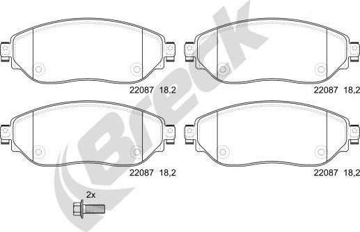 Breck 22087 00 703 00 - Тормозные колодки, дисковые, комплект unicars.by