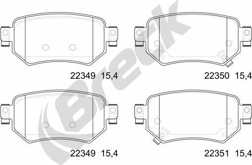 Breck 22349 00 704 00 - Тормозные колодки, дисковые, комплект unicars.by