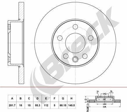 Breck BR 055 SA100 - Тормозной диск unicars.by