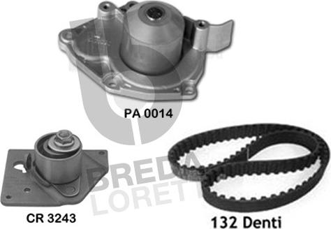 Breda Lorett KPA0597A - Водяной насос + комплект зубчатого ремня ГРМ unicars.by