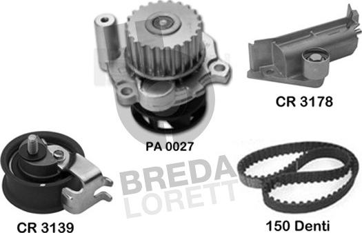 Breda Lorett KPA0645A - Водяной насос + комплект зубчатого ремня ГРМ unicars.by