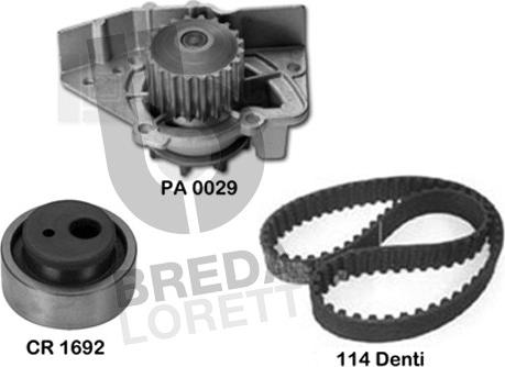 Breda Lorett KPA0103A - Водяной насос + комплект зубчатого ремня ГРМ unicars.by