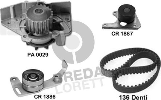 Breda Lorett KPA0123A - Водяной насос + комплект зубчатого ремня ГРМ unicars.by