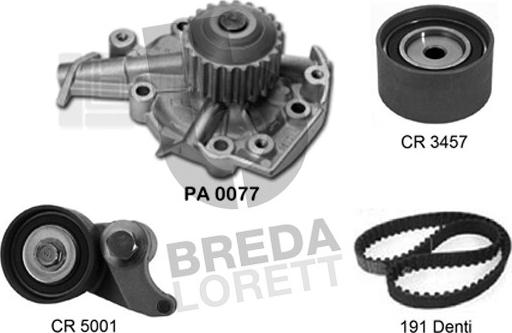 Breda Lorett KPA0206A - Водяной насос + комплект зубчатого ремня ГРМ unicars.by