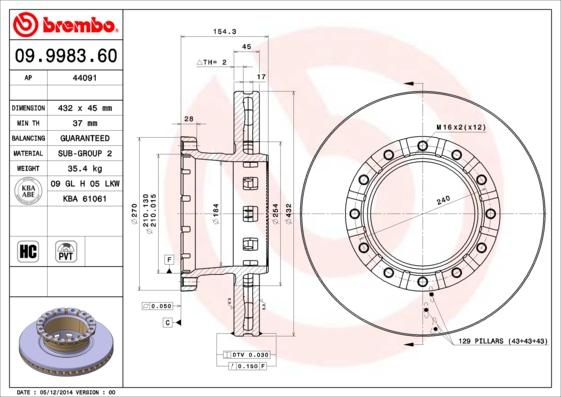 Brembo 09.9983.60 - Тормозной диск unicars.by