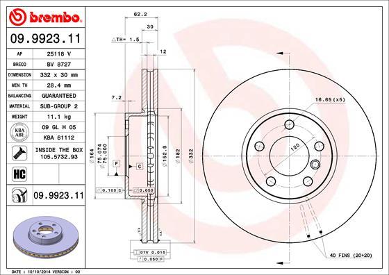 Brembo 09.9923.11 - Тормозной диск unicars.by