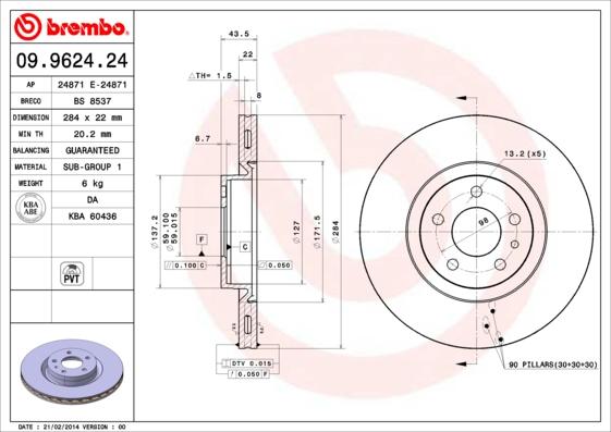 Brembo 09.9624.24 - Тормозной диск unicars.by