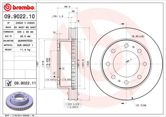 Brembo 09.9022.10 - Тормозной диск unicars.by