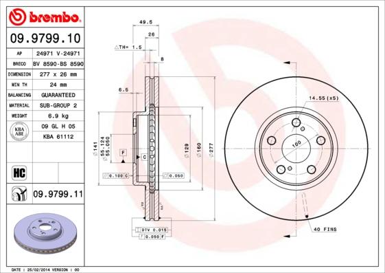 Brembo 09.9799.10 - Тормозной диск unicars.by