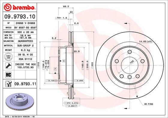 Brembo 09.9793.11 - Тормозной диск unicars.by