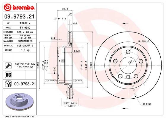 Brembo 09.9793.21 - Тормозной диск unicars.by