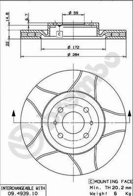 Brembo 09.4939.75 - Тормозной диск unicars.by