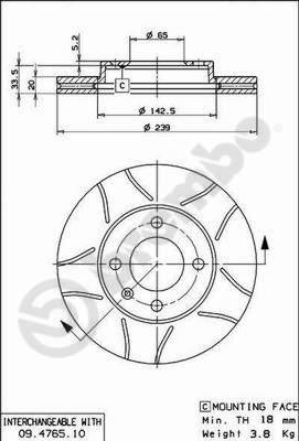 Brembo 09.4765.75 - Тормозной диск unicars.by