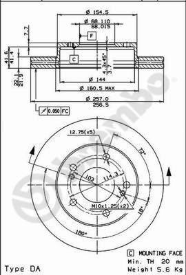 Brembo 09.5449.20 - Тормозной диск unicars.by