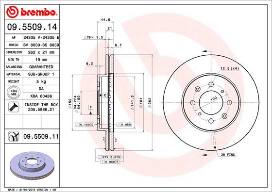 Brembo 09.5509.11 - Тормозной диск unicars.by