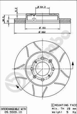 Brembo 09.5509.75 - Тормозной диск unicars.by