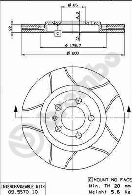 Brembo 09.5570.75 - Тормозной диск unicars.by