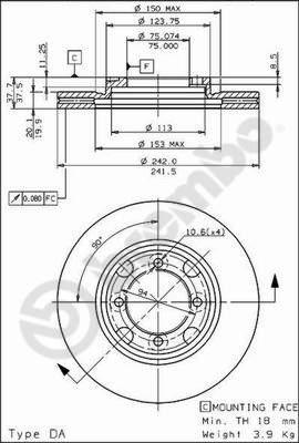 Brembo 09.5654.10 - Тормозной диск unicars.by