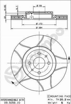 Brembo 09.5058.75 - Тормозной диск unicars.by