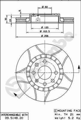 Brembo 09.5148.76 - Тормозной диск unicars.by