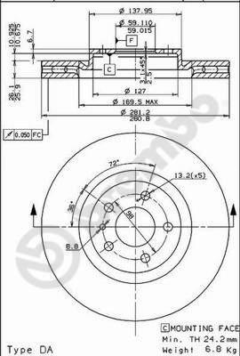 Brembo 09.5180.10 - Тормозной диск unicars.by