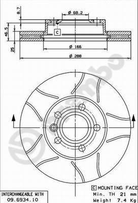 Brembo 09.6934.75 - Тормозной диск unicars.by