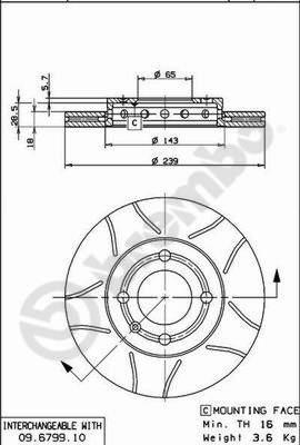 Brembo 09.6799.75 - Тормозной диск unicars.by