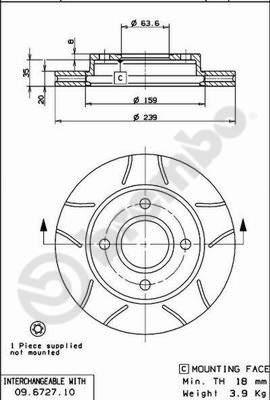 Brembo 09.6727.77 - Тормозной диск unicars.by