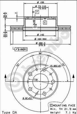 Brembo 09.8931.10 - Тормозной диск unicars.by