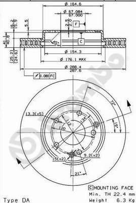 Brembo 09.8411.11 - Тормозной диск unicars.by