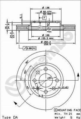 Brembo 09.8601.75 - Тормозной диск unicars.by