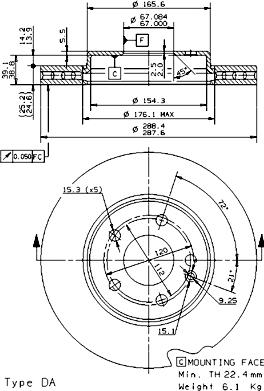 Brembo 09.8681.10 - Тормозной диск unicars.by