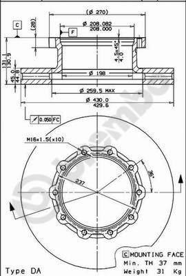 Brembo 09.8067.10 - Тормозной диск unicars.by