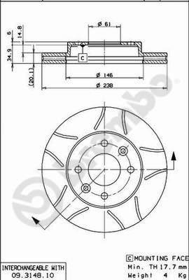 Brembo 09.3148.75 - Тормозной диск unicars.by