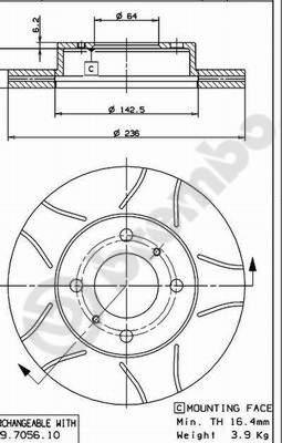 Brembo 09.7056.75 - Тормозной диск unicars.by