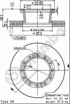 Brembo 09.7183.50 - Тормозной диск unicars.by