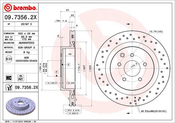 Brembo 09.7356.2X - Тормозной диск unicars.by