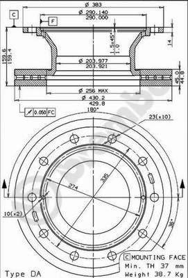 Brembo 09.7383.20 - Тормозной диск unicars.by