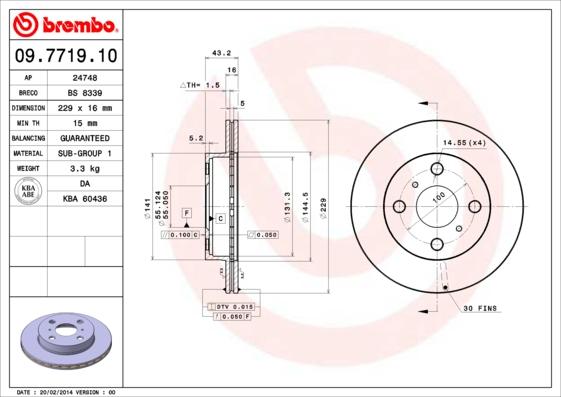 Brembo 09.7719.10 - Тормозной диск unicars.by