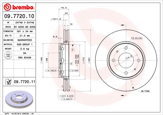 Brembo 09.7720.10 - Тормозной диск unicars.by